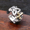 Men's Golden Cross Sterling Silver Open Signet Ring