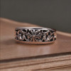 Men's Sterling Silver Adjustable Open Cross Ring