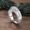 Anillo caballero de plata con placa de rodio y circonio para hombre y mujer.