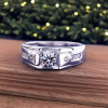 Anillo caballero de plata con placa de rodio y circonio para hombre y mujer.