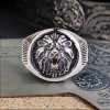 Men's Sterling Silver Lion Head Signet Open RIng