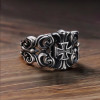 Men's Sterling Silver Adjustable Open Maltese Cross Fleur de lys Ring
