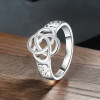 Rhodium Plated Sterling Silver Celtic Knot Clover 4 Leaf Ring