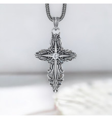 Colgante cruz hombre plata circonitas