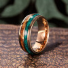 Anello personalizzato in legno opale di tungsteno placcato oro rosa