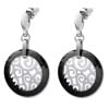 Celtic round ceramic dangling earrings