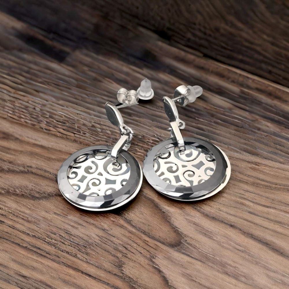 Celtic round ceramic dangling earrings