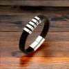 Men's leather bracelet with magnetic steel clasp