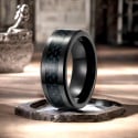 Men's Black Titanium Brushed Grooved Band Ring