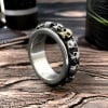 Bague homme anneau anti-stress argent tournant tete de mort