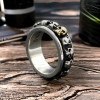Men's Sterling Silver Spinner Skull Band RIng