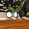 Men's Black Stainless Steel Stud Earrings turquoise Inlay - pair