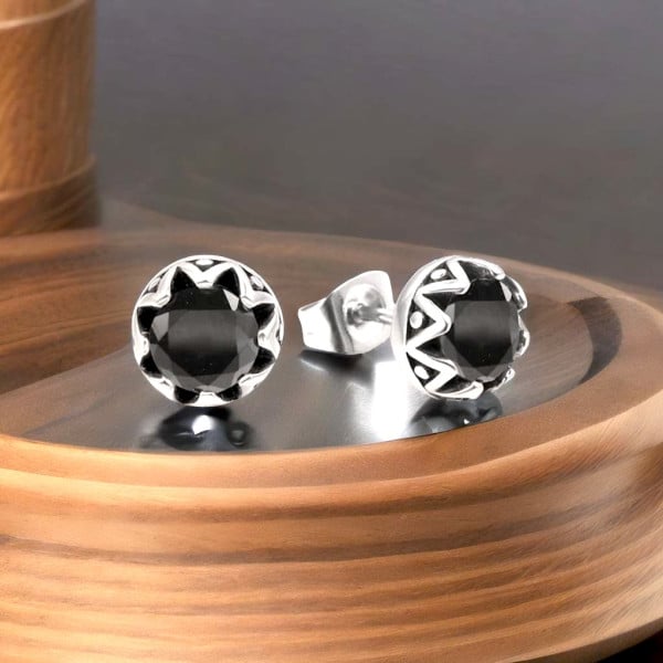 Boucles d'oreilles homme clous acier zirconium - paire