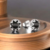 Men's Stainless Steel Cubic Zirconia Inlay Stud Earrings - pair