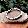 Zilveren biker-kinketting mesh-armband voor heren