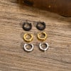 Pendientes de aro de acero facetados para hombre