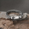 Men's sterling silver braided chain biker bracelet