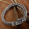 Bracelet homme gourmette biker chaine tresse fleur de lys