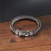 Bracelet homme gourmette biker chaine tresse fleur de lys