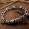 Bracelet homme gourmette biker chaine tresse fleur de lys