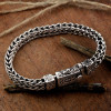 Herren-Panzer-Biker-Armband mit Fleur-de-lis-Flechtkette