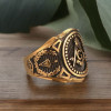 Bague homme Franc-maçonnerie acier plaque or