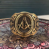 Bague homme Franc-maçonnerie acier plaque or