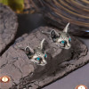 Men's silver cat stud earrings