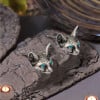 Pendientes de hombre con forma de gato en plata