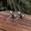Men's silver cat stud earrings