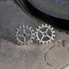 Silver Gear Stud Earrings