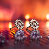 Silver Gear Stud Earrings