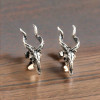 Boucles d'oreilles clous crane de chevre argent homme