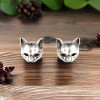 Men's silver cat stud earrings