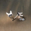 Boucles d'oeilles homme clous chat argent