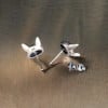 Silberne Katzen-Ohrstecker für Herren