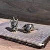 Silberne Schädel mit Krone Ohrstecker für Männer
