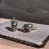 Silver Crowned Skull Stud Earrings for Men