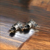 Silver Crowned Skull Stud Earrings for Men