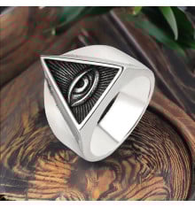 Bague homme acier oeil de la providence franc maçonnerie