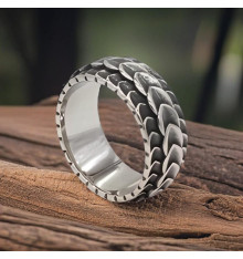 Anillo de Hombre de Acero con Acabado Escama Oxidado