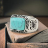 Anello Uomo in Acciaio Sigillo Celtico Turchese