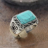 Anello Uomo in Acciaio Sigillo Celtico Turchese