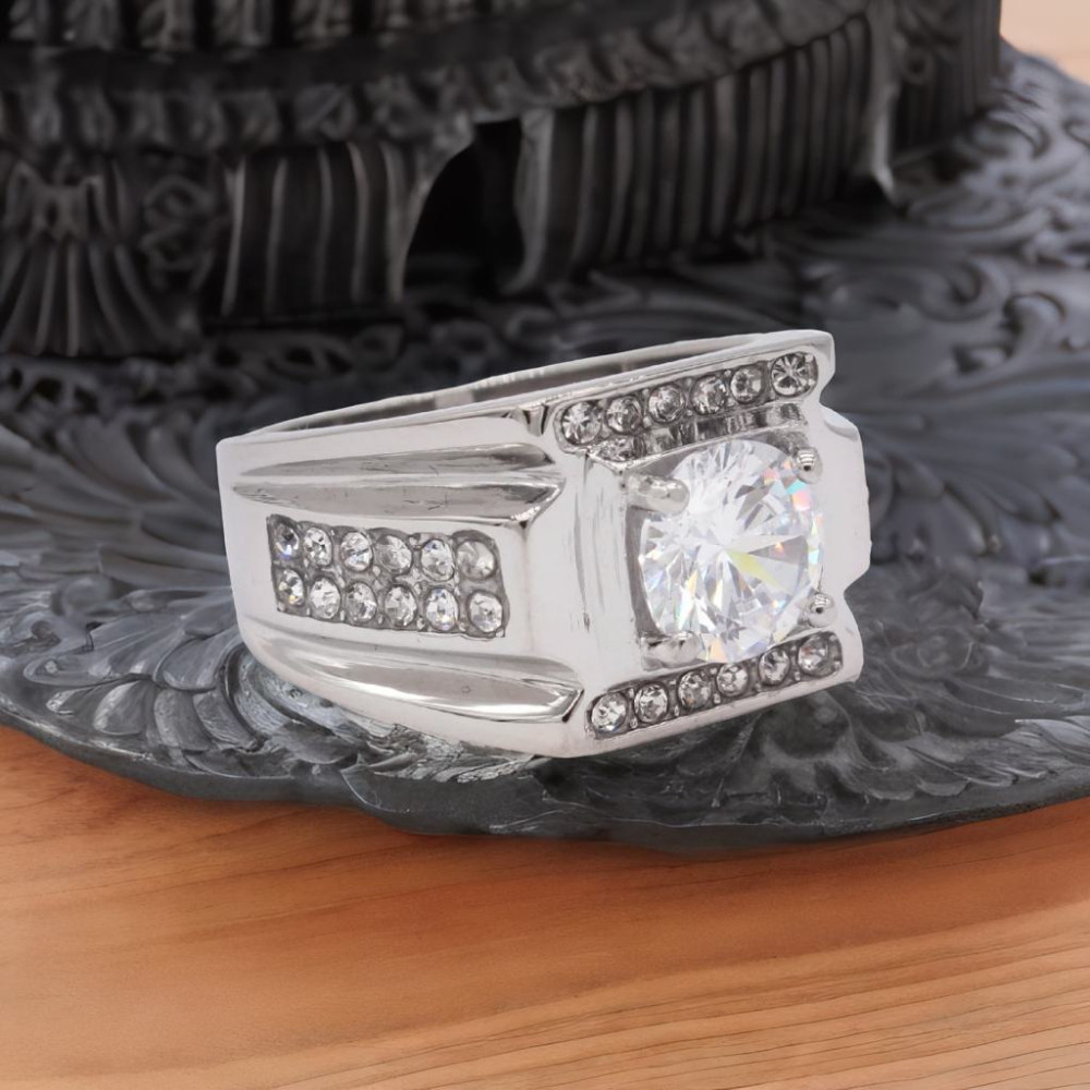 Anello Uomo in Acciaio Sigillo Zirconio