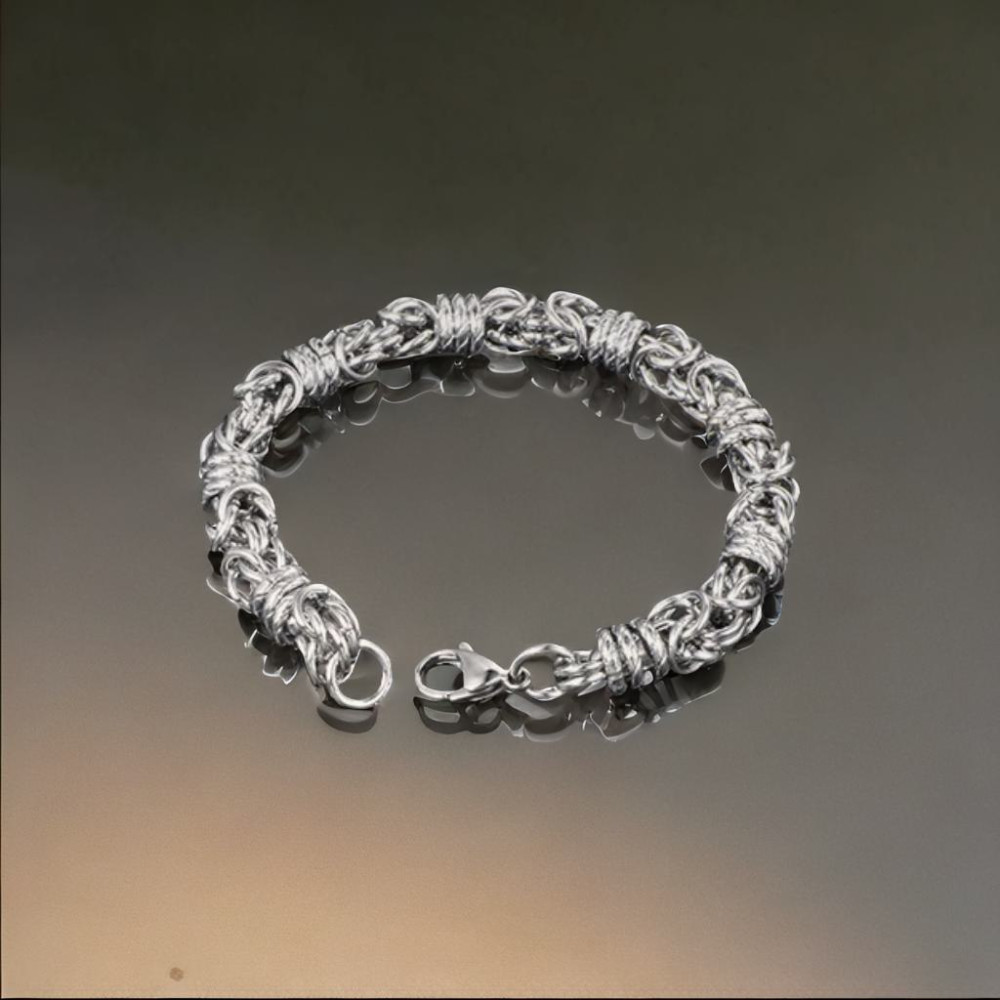 Bracciale da Uomo in Acciaio con Maglie Cilindriche stile Biker