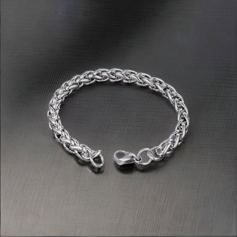 Bracciale da Uomo in Acciaio con Catena Intrecciata