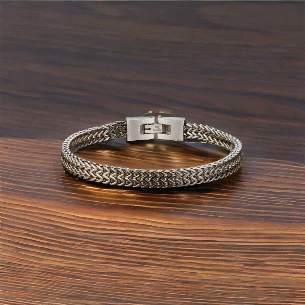 Men's Black-Plated Steel Chain Link Bracelet