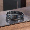 Personalized men's carbon fiber steel curb bracelet