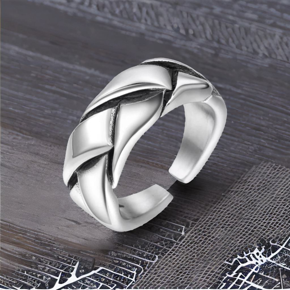 Men's ring with Cuban steel chain ring