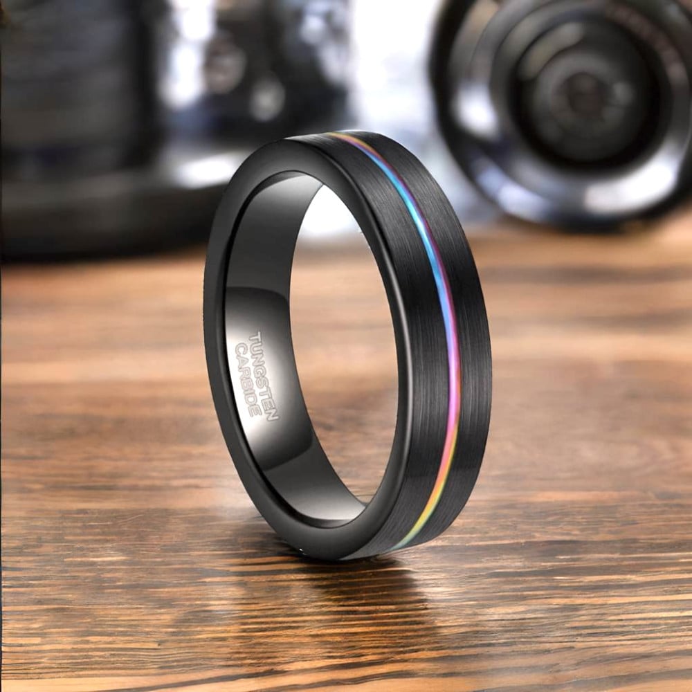 Anello uomo personalizzato in tungsteno spazzolato